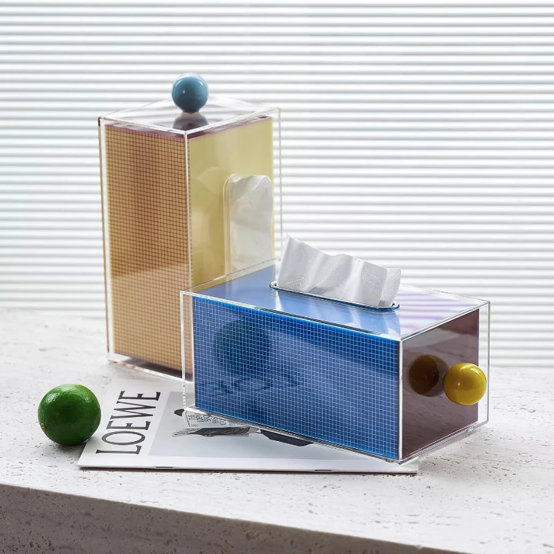 

Acrylic Tissue Box Holder Modern Luxury Design for Living Room & Bedroom, Creative Desktop Storage Organizer with Non-Slip Base