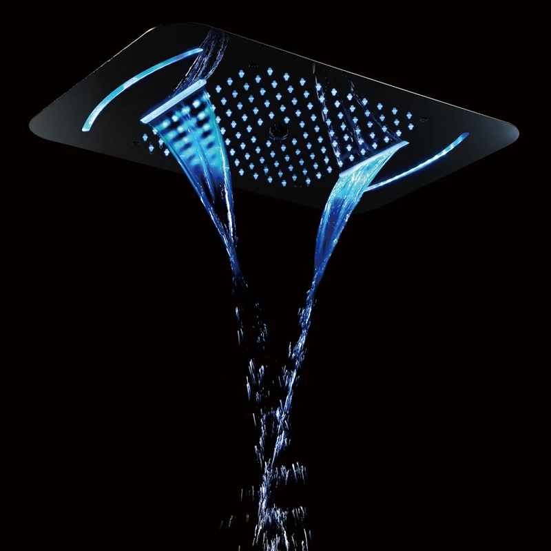 Embedded Ceiling Mounted Shower Head LED Light Massage Misty Showerhead 580*380mm Bathroom Shower Rainfall Waterfall Showers SUS