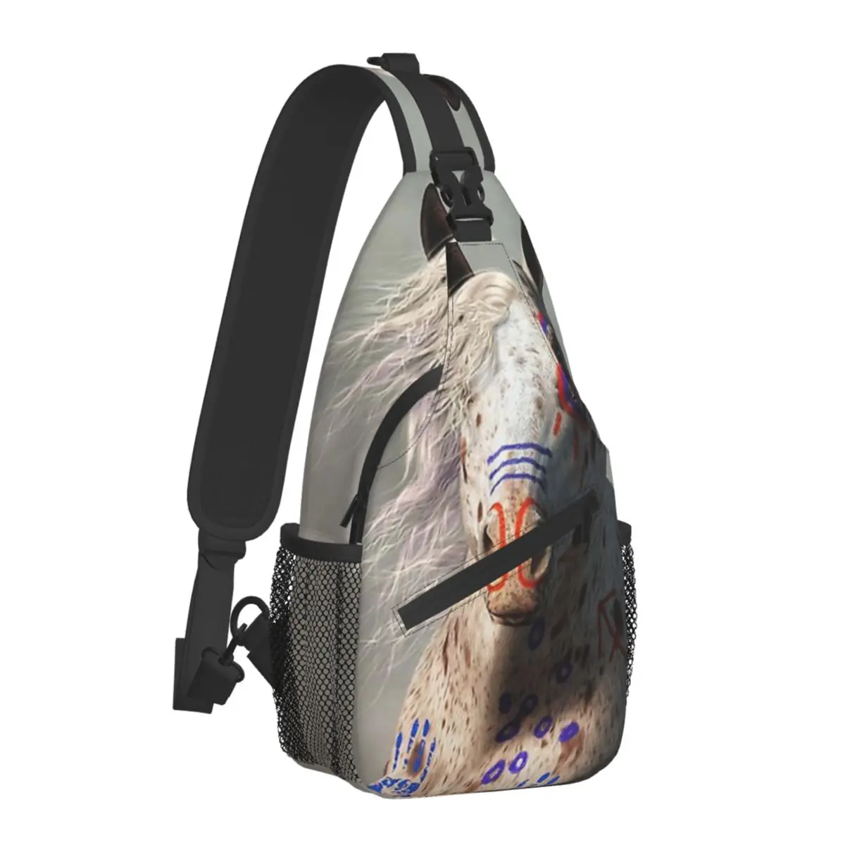 

Appaloosa Warrior Horse Crossbody Chest Bags Galloping Horse Run Pockets Travel Pack Messenger Sports Teens Shoulder Bag Unisex