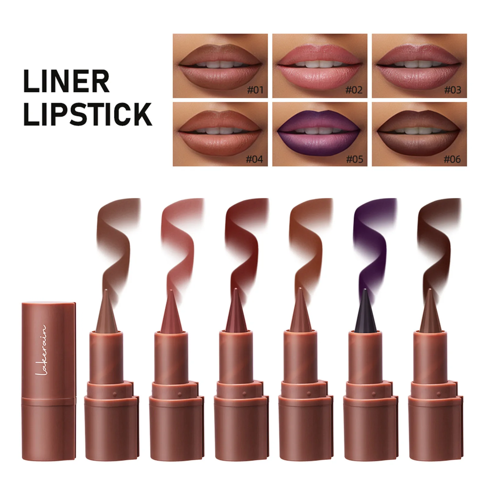 Lakerain 6 color matte long lasting easy color lip liner waterproof non-stick matte moisturizing lip line lipstick