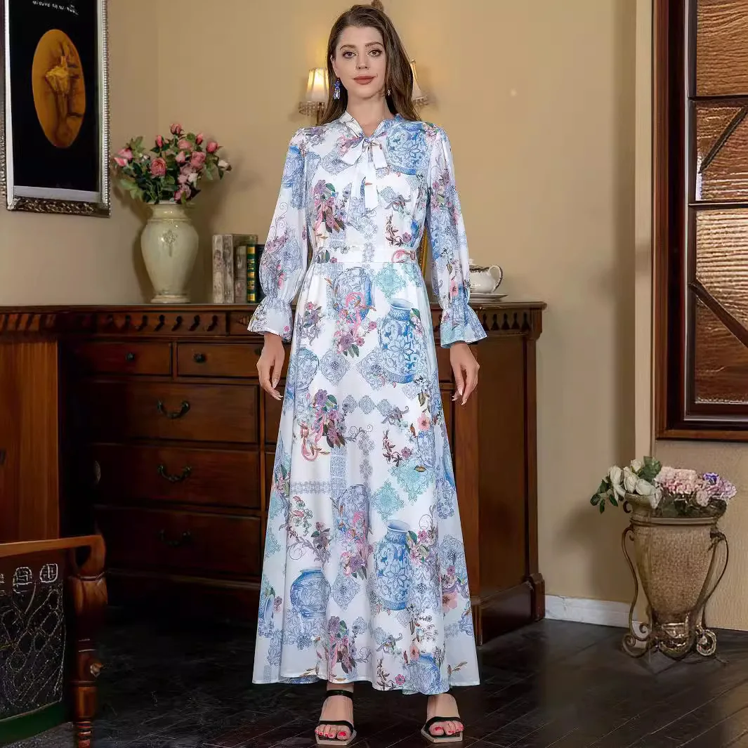 

Middle East Muslim Women's Dress Arab Slim Fit Fashion Elegant Robe Simple Temperament Vacation Style High-end Banquet Party Dre