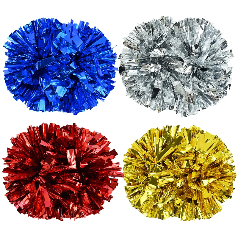 Cheerleading Pom Poms Shining Metallic Streamer Pompoms Cheerleading Hand Flower Aerobics Balls Sports Club Dance Decor Supplies