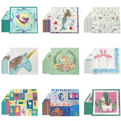 20Pcs Cartoon Mermaid Flamingo Unicorn Table Napkins Paper Tissue Birthday Wedding Party Decor Supplies