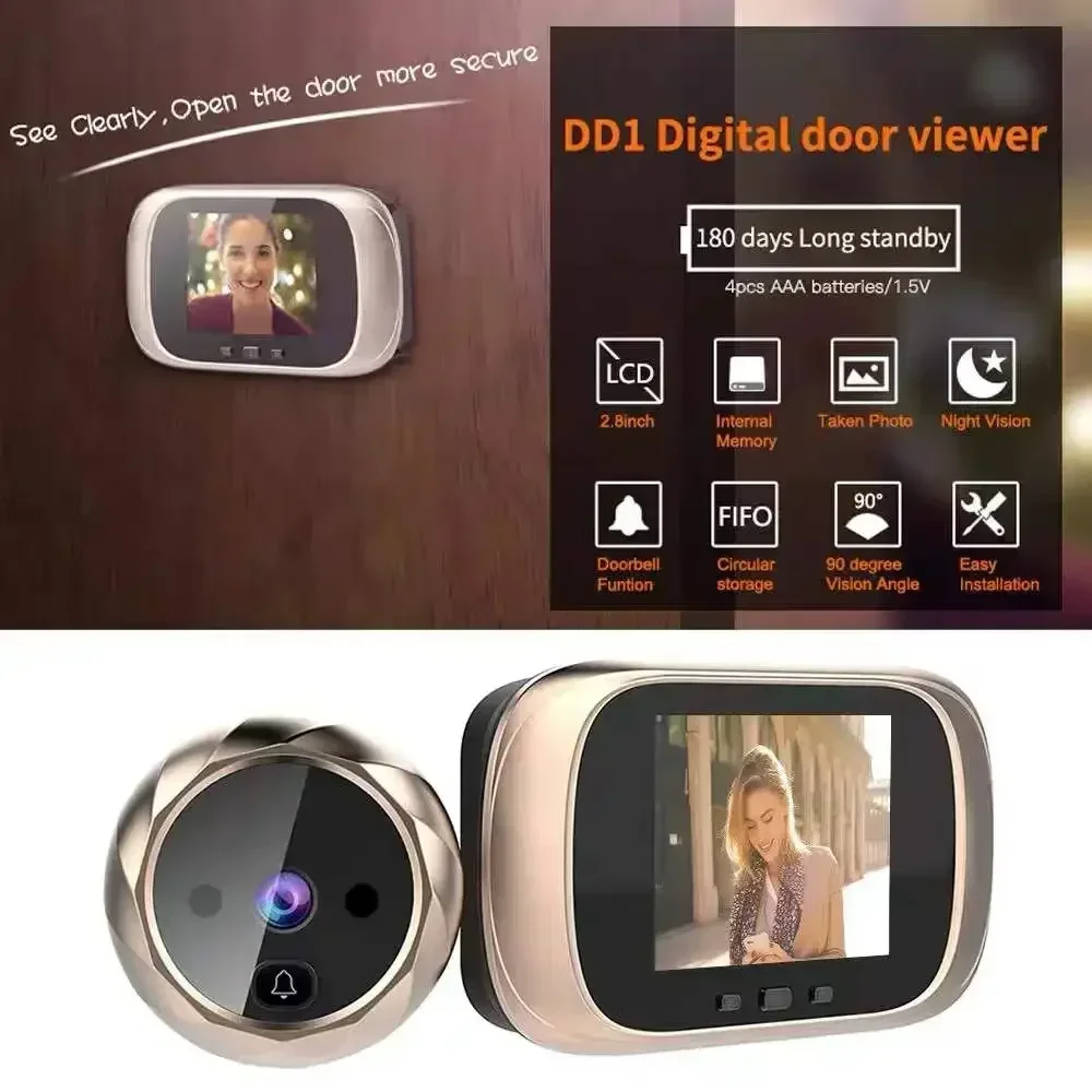 2.8 inch LCD digital smart cat eye doorbell door viewer camera night vision photo door knocker monitor electronic Doorbell