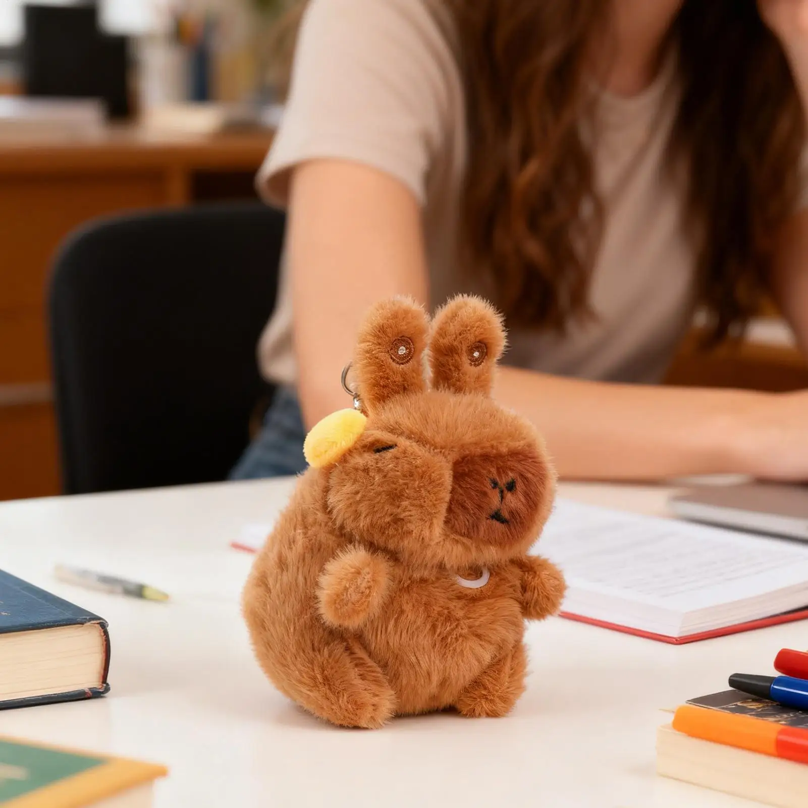 Chaveiro de pelúcia bonito chaveiro com corda de tração mochila de pelúcia chaveiro pingente para adultos meninos meninas mochila bolsa de bagagem