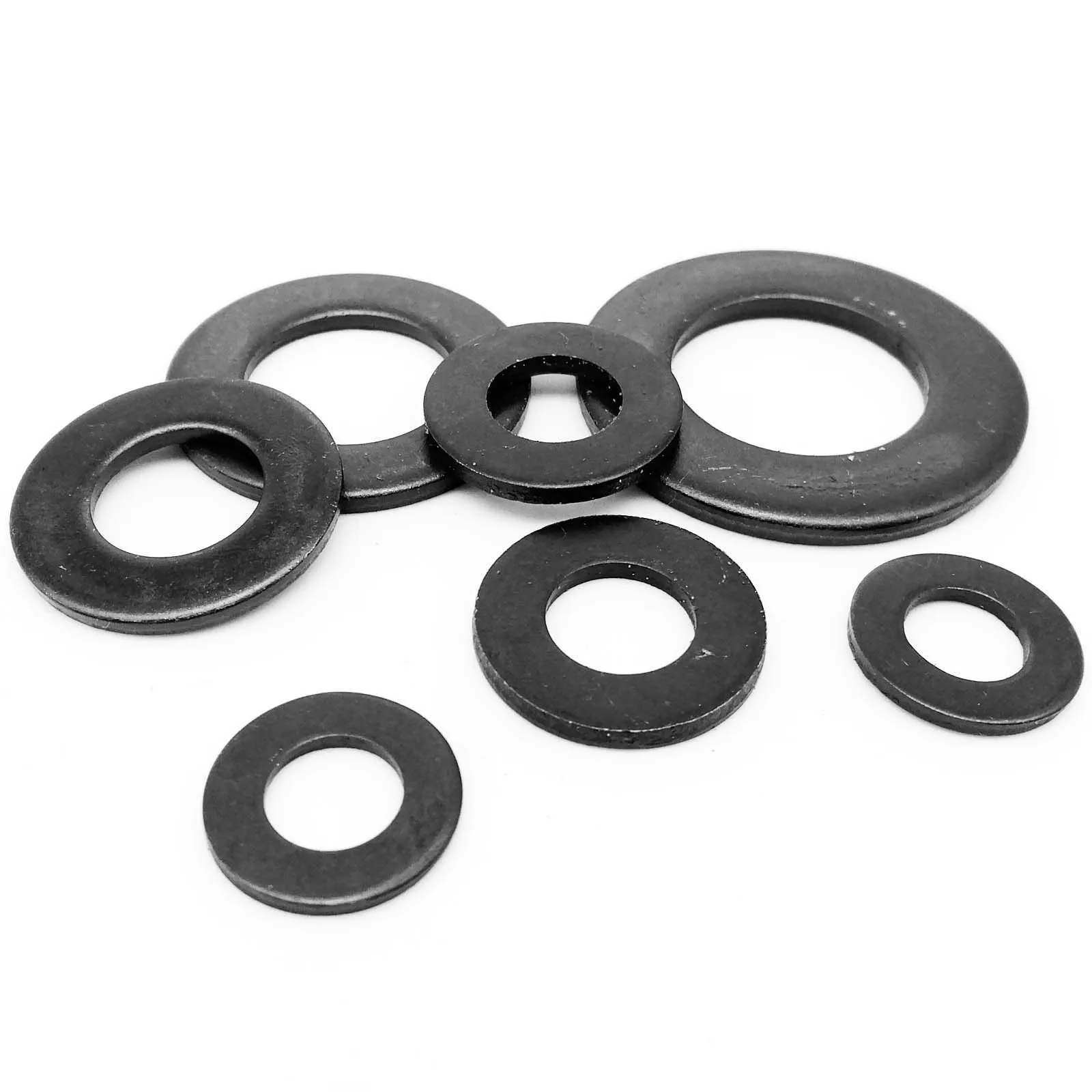 HZYUEGOU M1.6 M2 M2.5 M3 M3.5 M4 M5 M6 M8 M10 M12 M14 M16 M20 M24 GB97 Schwarze Flachscheibe aus Stahl der Güteklasse 8.8, Dichtungsring – Detail 3