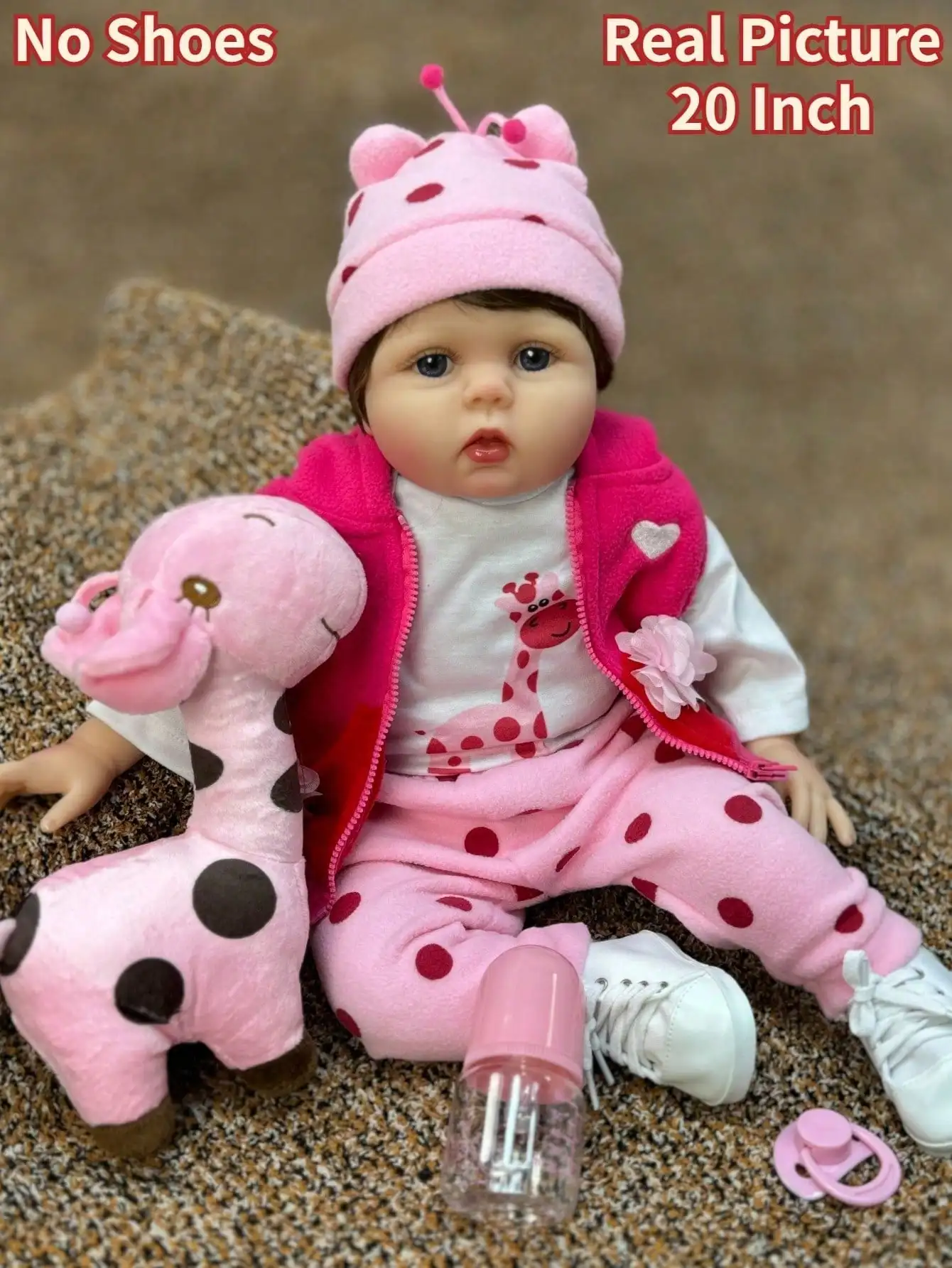 20 Inch 50 cm Bebe Reborn Doll Handmade Lifelike Reborn Baby Doll For Children Christmas Gifts Newborn Doll Toys(No Shoes)