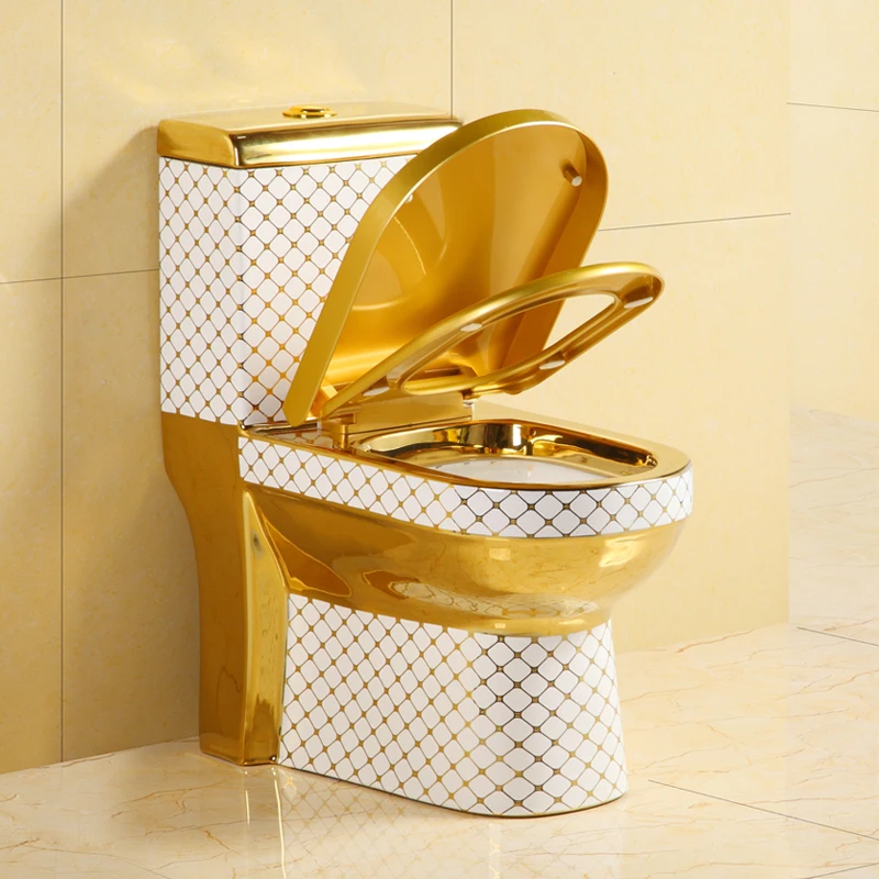 

European style new household toilet gold toilet creative personality art gold toilet 1980