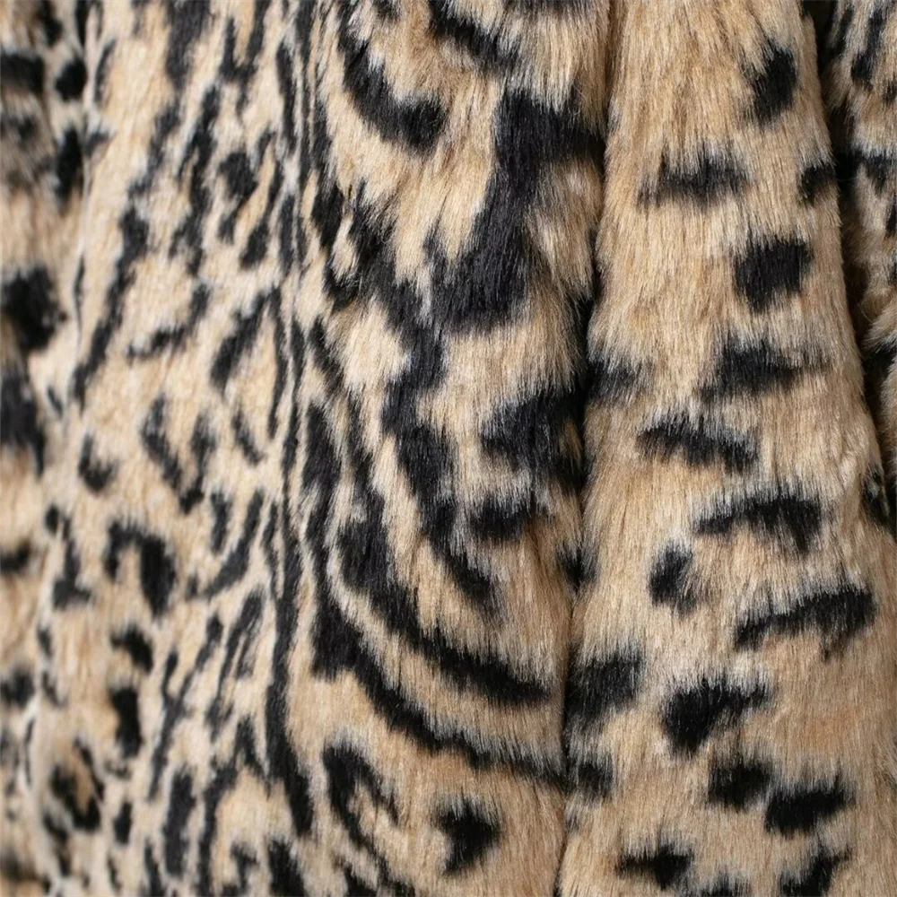 Taop&Za women\'s clothing 2024 autumn and winter new leopard print imitation fur loose lapel coat atmospheric temperament warm an