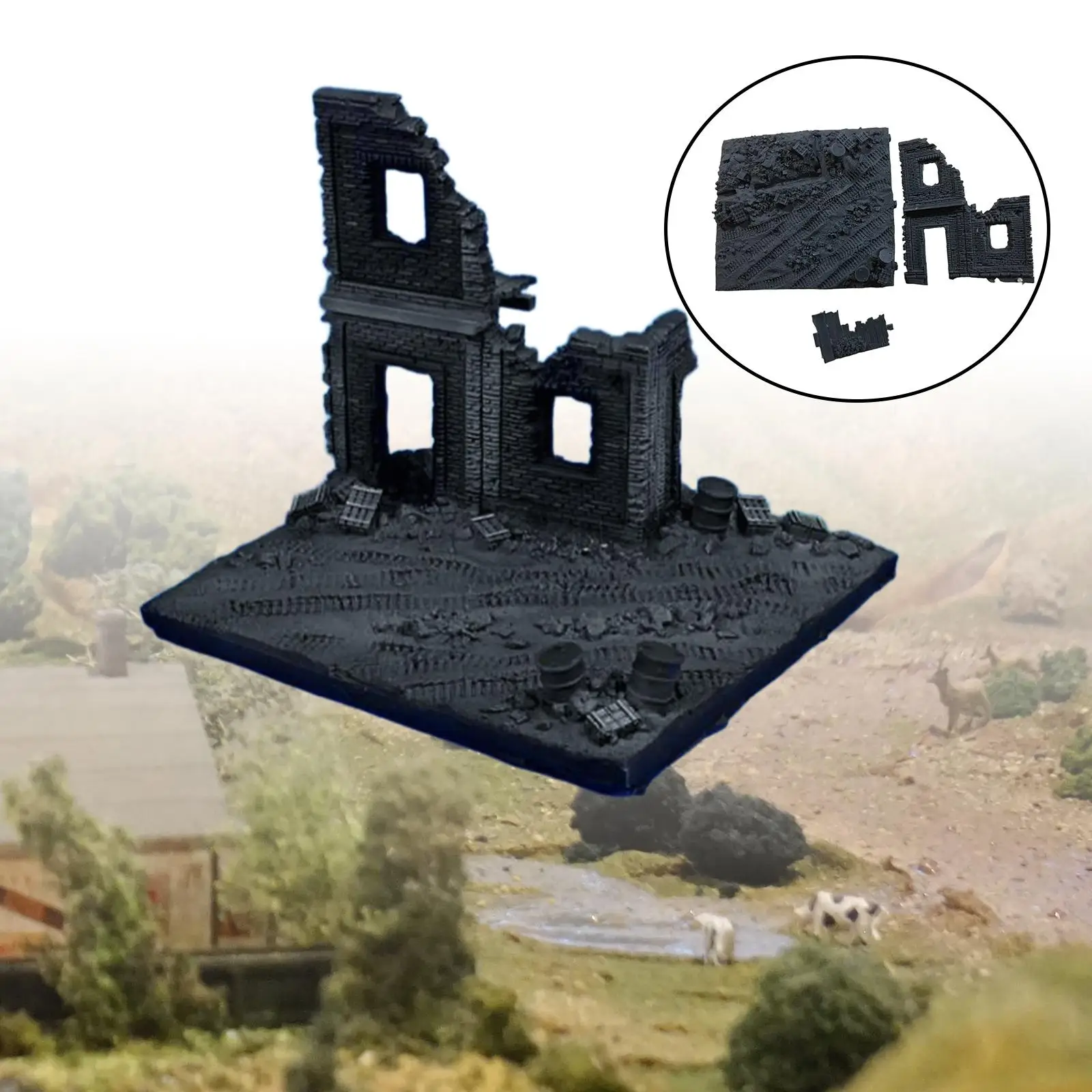 1/72 modelo de casa destripada decoração de cenário ruínas em miniatura acessório modelo diorama