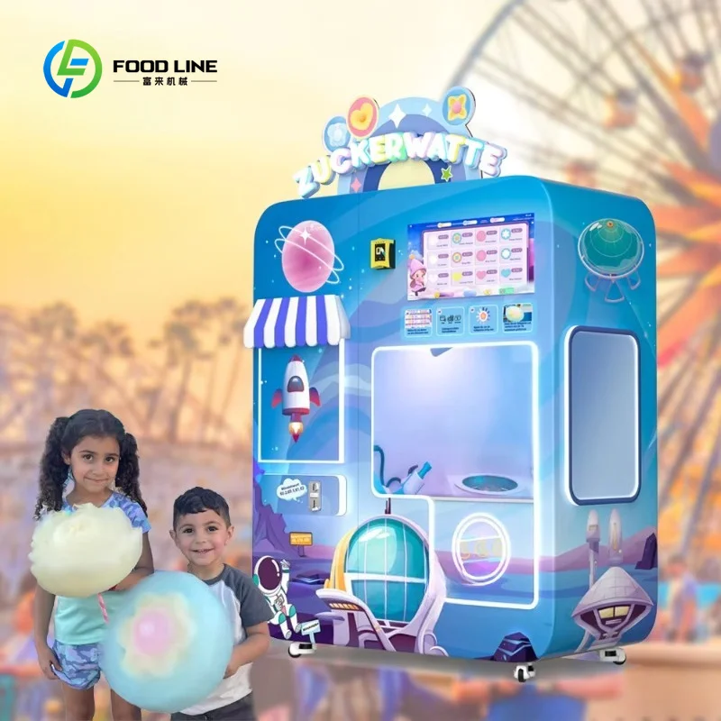 Customized Intelligent Coin Credit Card Payment System Robot Full Automatic Cotton Candy Vending Machine