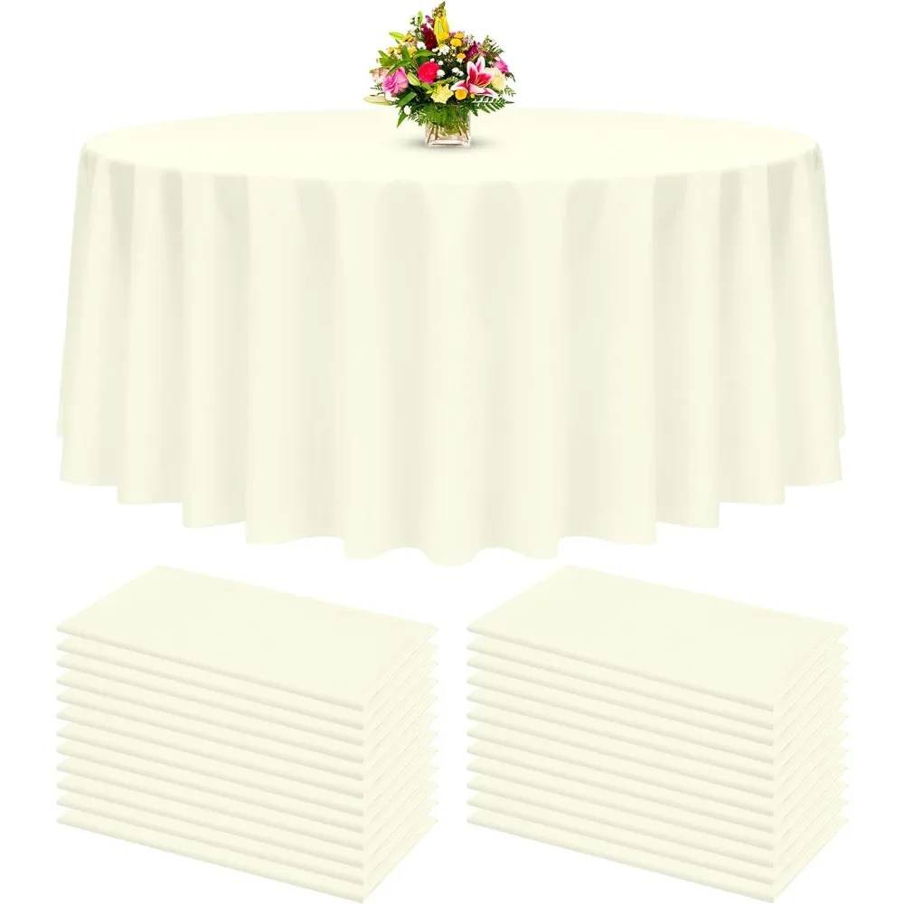 24 Pack Round Tablecloths,96 in Plastic Disposable Table Cloth,Plastic Table Cloths for Parties,Picnic,Birthday,Wedding,Outdoor