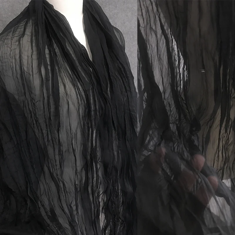 Black texture creates a silky smooth crepe fabric for summer fashion designers