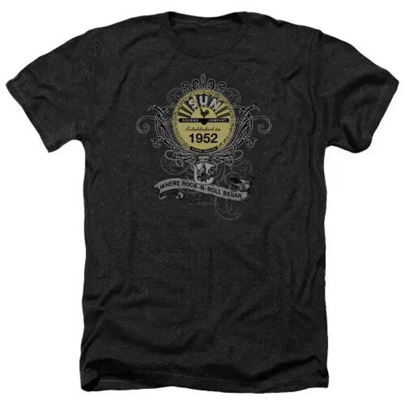 Sun Records Rockin Scrolls Adult Heather Black T Shirt