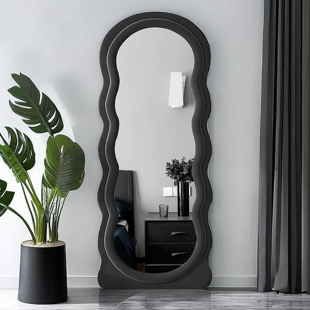 Floor Mirror, Wavy Full Length Mirror, Wave, Standing, Large Tall, Wall Mounted, FreeStanding