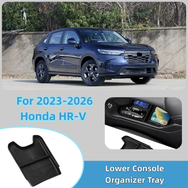organizador-de-console-central-para-honda-hr-v-2023-2026-caixa-de-armazenamento-abs-preta-com-gaveta-inferior-acessorios-para-carro