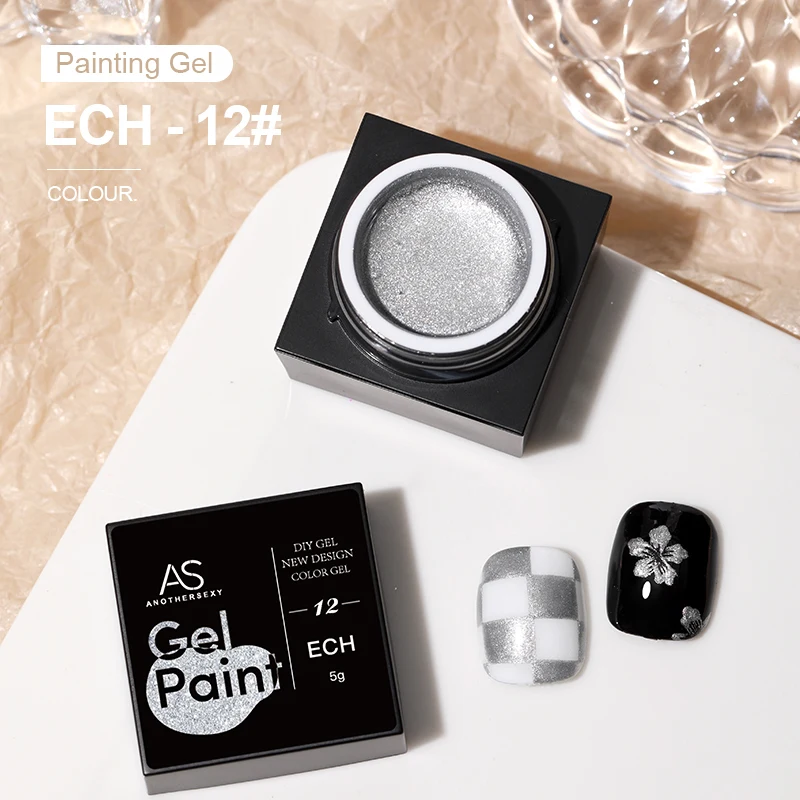 AS 5 ml Silver Metallic Painting Liner Gel Polish Super Bright Mirror Gel Nagellack Semi Permanent Lines French Nail