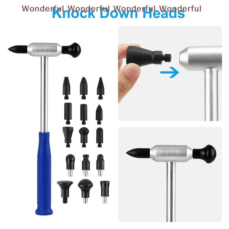 

Алюминиевые инструменты для кузова для без покраски, удаление вмятин, набор для ремонта кузова автомобиля «сделай сам», 16 шт., набор молотков для ремонта вмятин