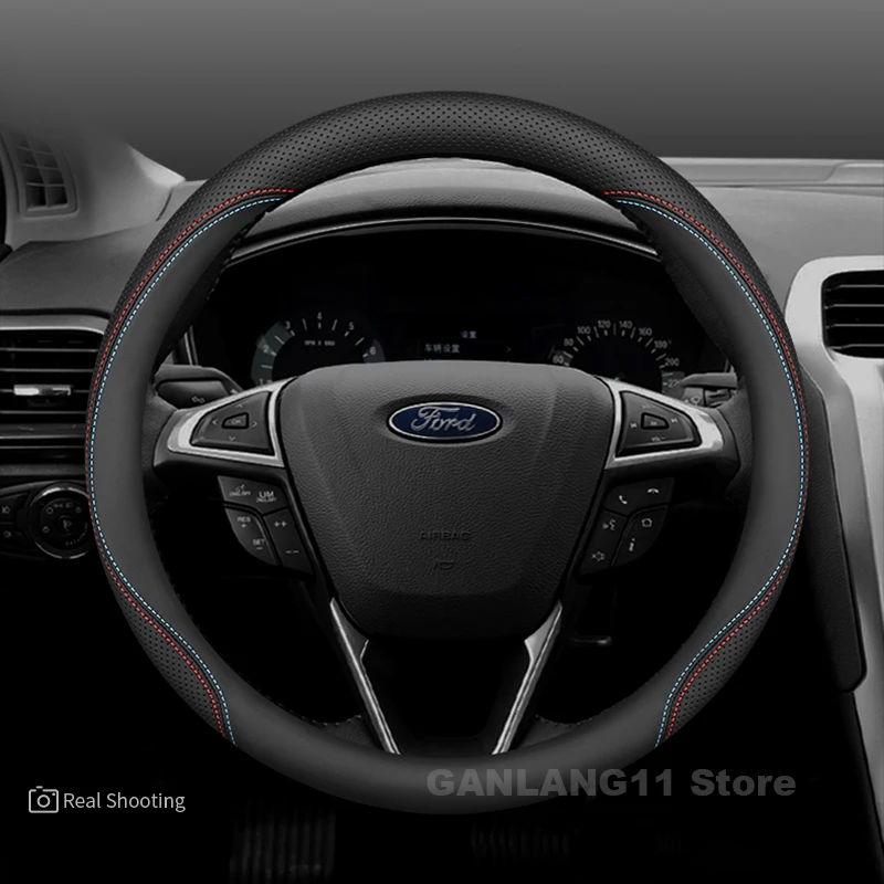 الجلود غطاء عجلة القيادة سيارة لفورد ايكوسبورت رينجر اكسبلورر F-150 F-250 سلسلة إقليم التركيز 2025 اكسسوارات السيارات