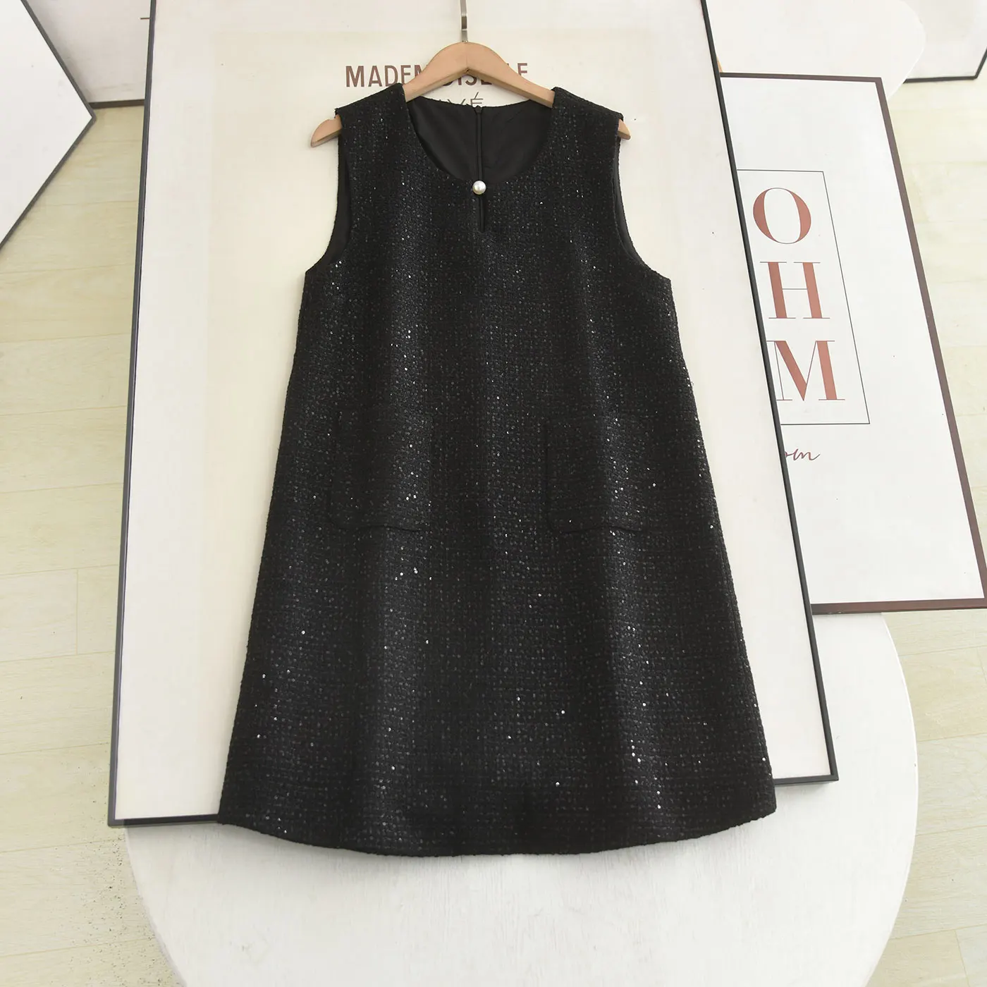 

Bla Sequin Design Vest Dr Ele Winter New Arrival Small Fraance Sle Svel Casual round Ne Zipper Closure
