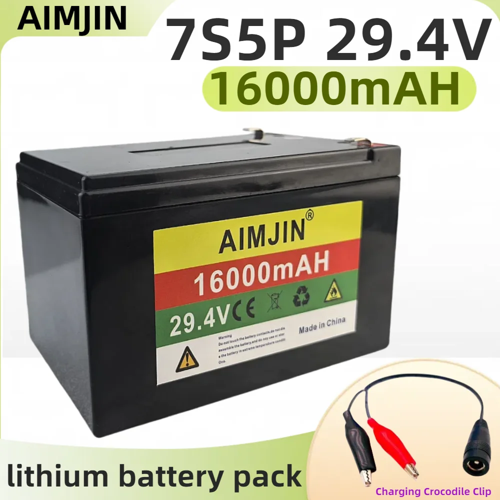 

7S5P battery pack 29,4V 16000mAh high power 18650 lithium ion with BMS For LED Lighting Wheelchairsvarious tools+charger