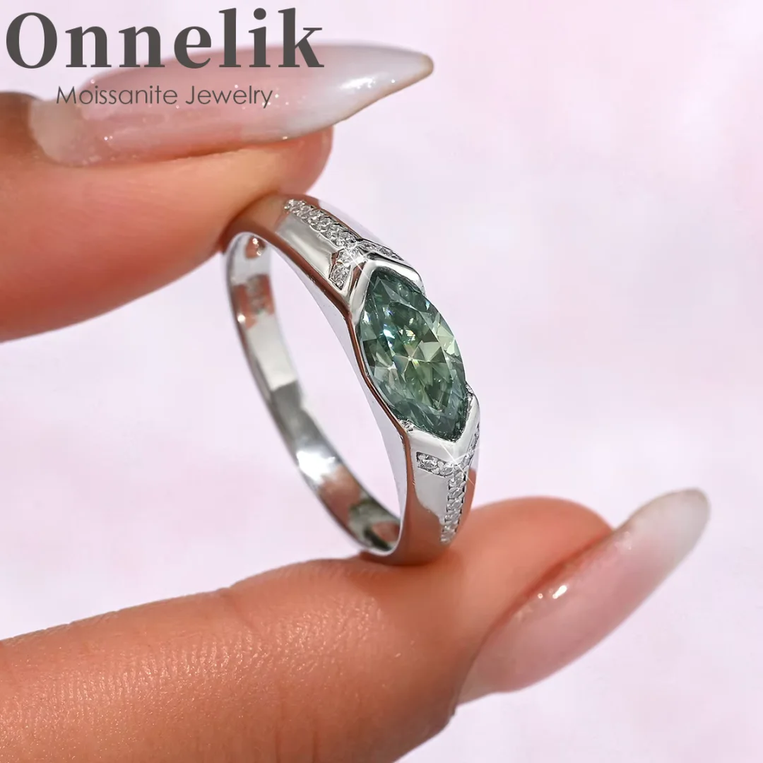 

Onnelik VVS11ct Оливковое минималистское роскошное кольцо с муассанитом из стерлингового серебра S925 для женщин, вечеринок, свадебных ювелирных украшений