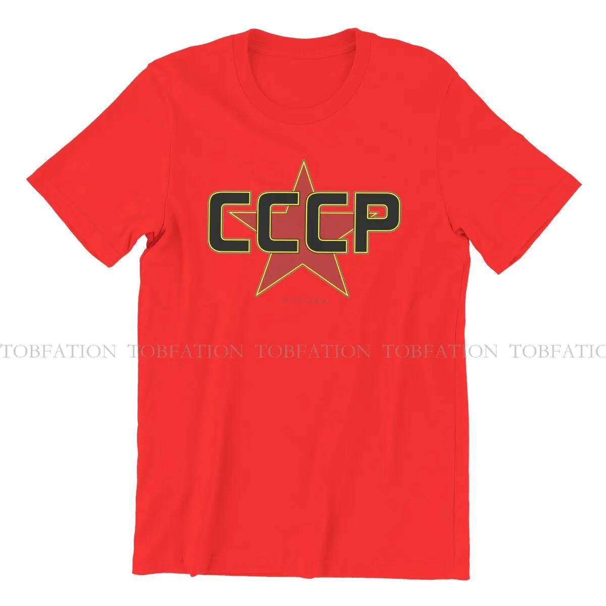 Russian USSR CCCP Creative TShirt for Men Over The Red Star Round Neck Pure Cotton T Shirt Birthday Gifts Streetwear