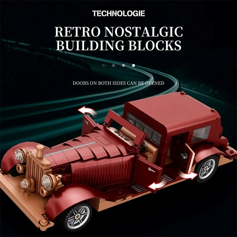 865PCS Phantom Classic Car Building Blocks Vintage Nostalgic Car Model 1:12 Scale Car Bricks Children\'s DIY Toys Birthday Gifts