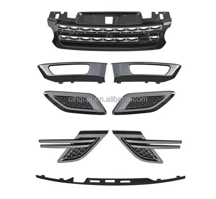 

For RR Sport 2014-2017 Front Grille Tail Molding Side Parts Gloss Black Kit Body Kit
