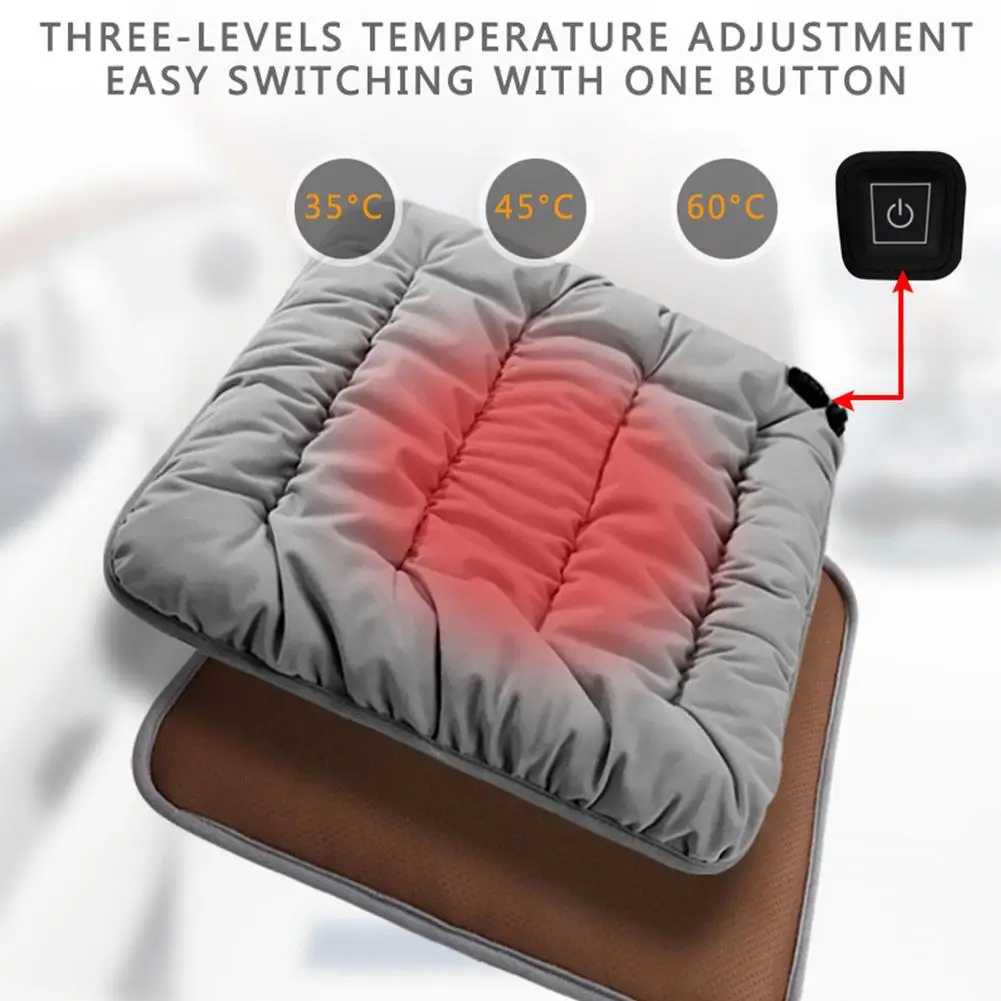 Car Heated Seat Cushion Graphene Winter Plush Seat Cushion 12V Car Universal USB Electric Heating Single-chip Pad Accessories