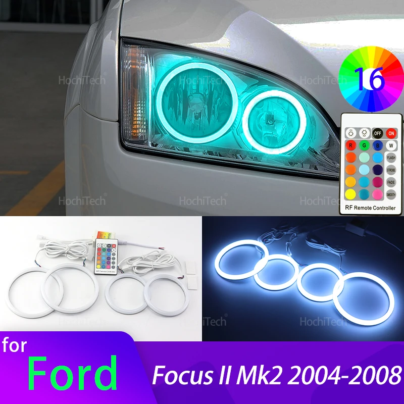 

Для Ford Focus II Mk2 2004 2005 2006 2007 2008 аксессуары Высокое качество 16-цветный RGB хлопок светодиодные кольца с ангельскими глазками дневного света