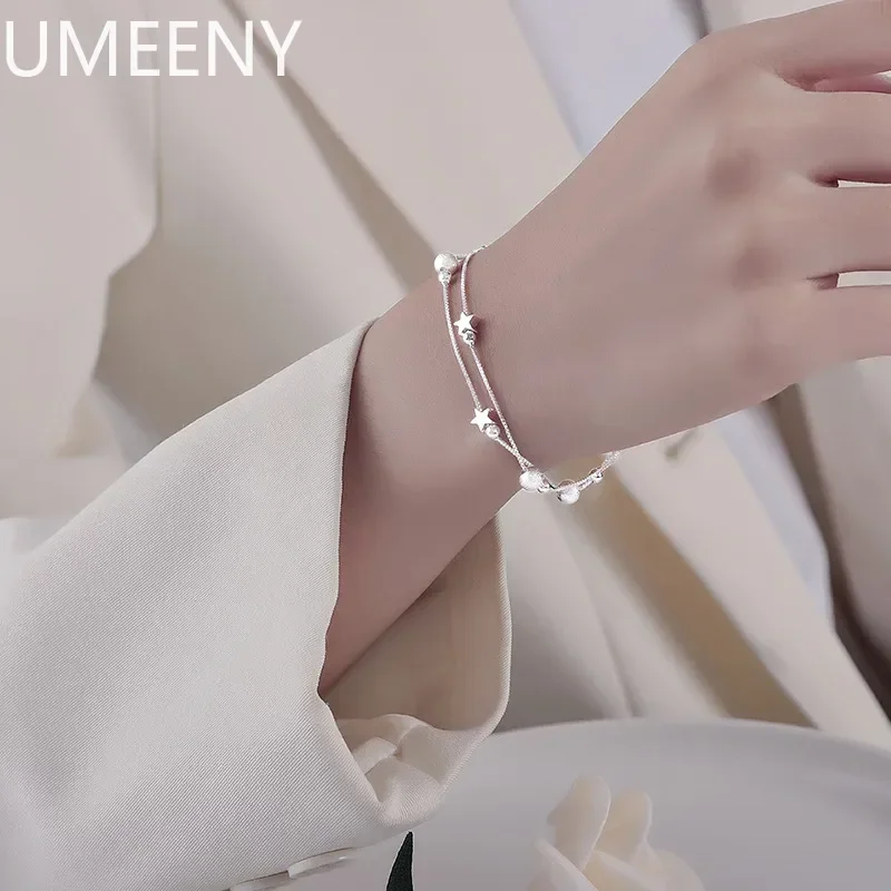 

925 Sterling Silver Beautiful Stars Bracelets For Women Korean Fashion Designer Adjustable Bead Bracelet Luxury Original Jewelry