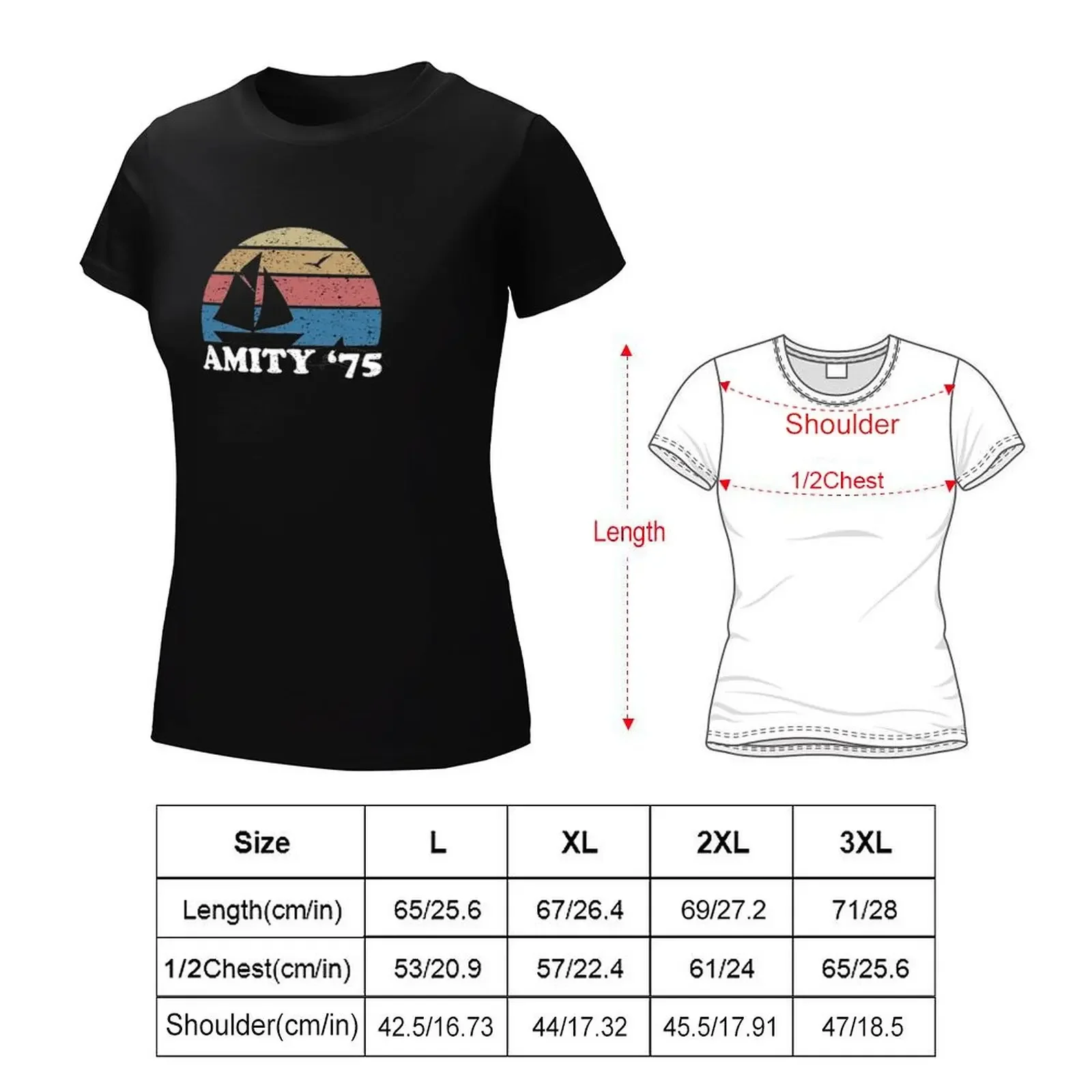 Amity '75 - The Summer of Great White Shark Jaws T-Shirt sublime customs design your own summer top ariat shirts for Women