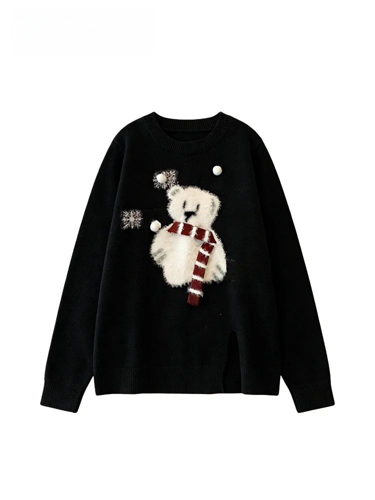 

plus Size Women's Long Sve round Ne Knitwear Casual Loose Fit Base Layer Meat Concealing Top for Autumn Winter