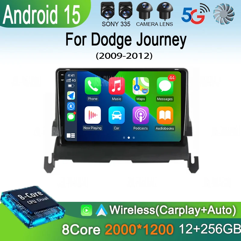 

Android 15 Carplay Auto 4G+WIFI Car Radio For Dodge Journey 2009 2010 2011 2012 Multimedia Video Player 2din GPS Stereo Audio BT