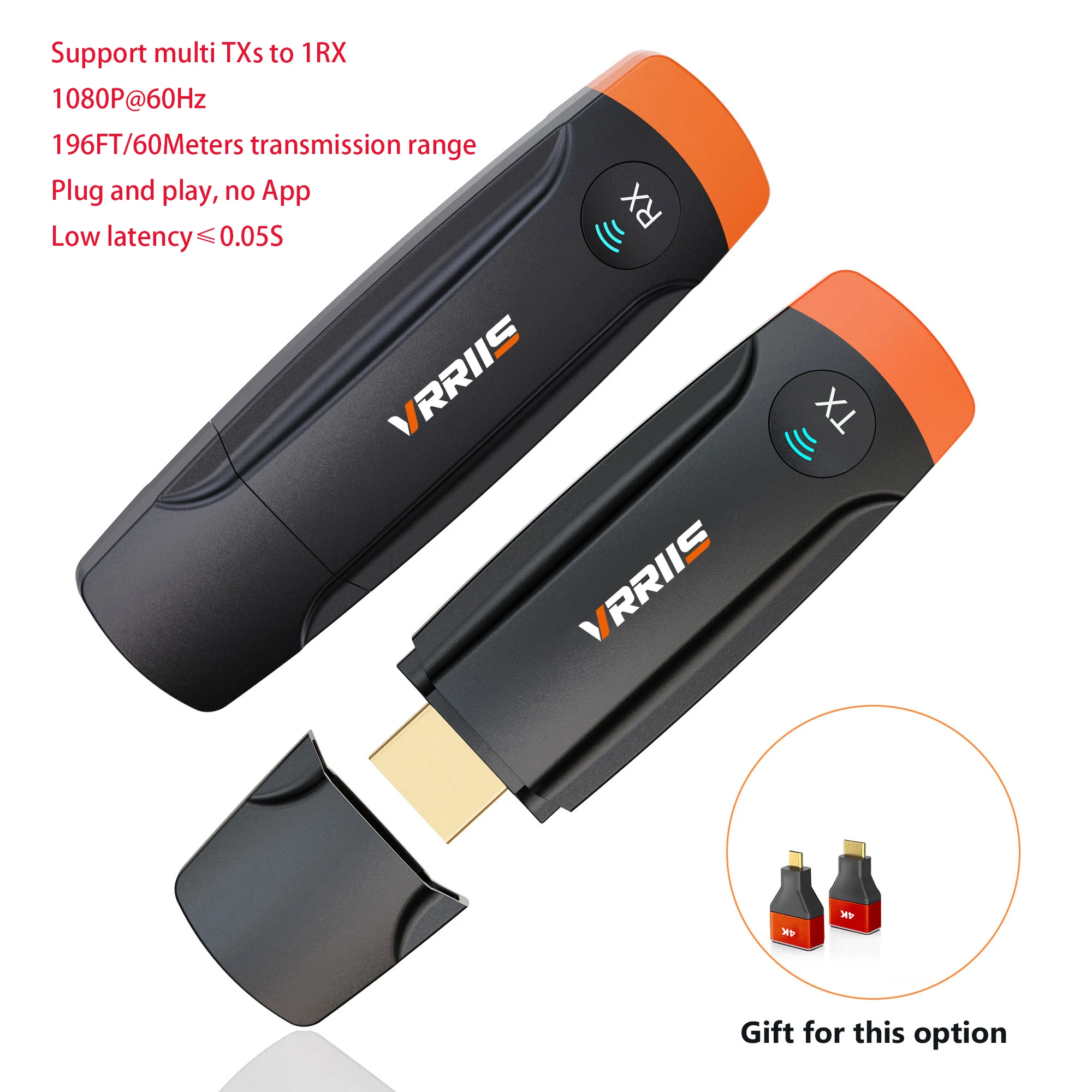 Wireless HDMI Extender Video Transmitter Receiver 2.4/5G Transmitter Audio 5TX up to 1RX for Iphone 15 Laptop To TV Projector