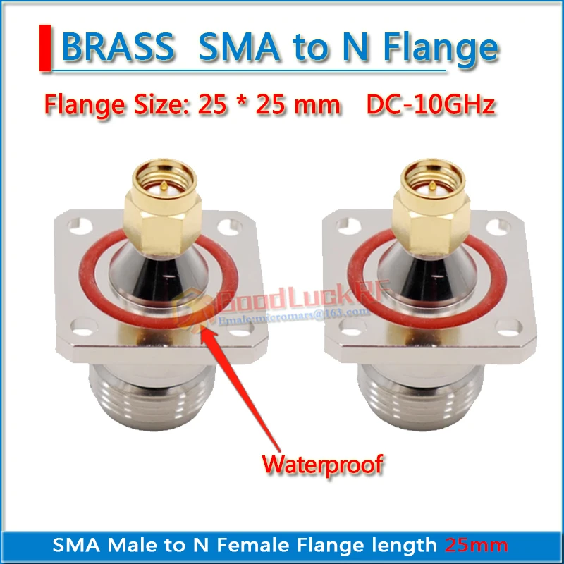 SMA Male to L16 N Female Plug 4 hole Flange Panel Mount Waterproof 25 * 25mm Brass Connector RF Coaxial Adapters DC-10GHz