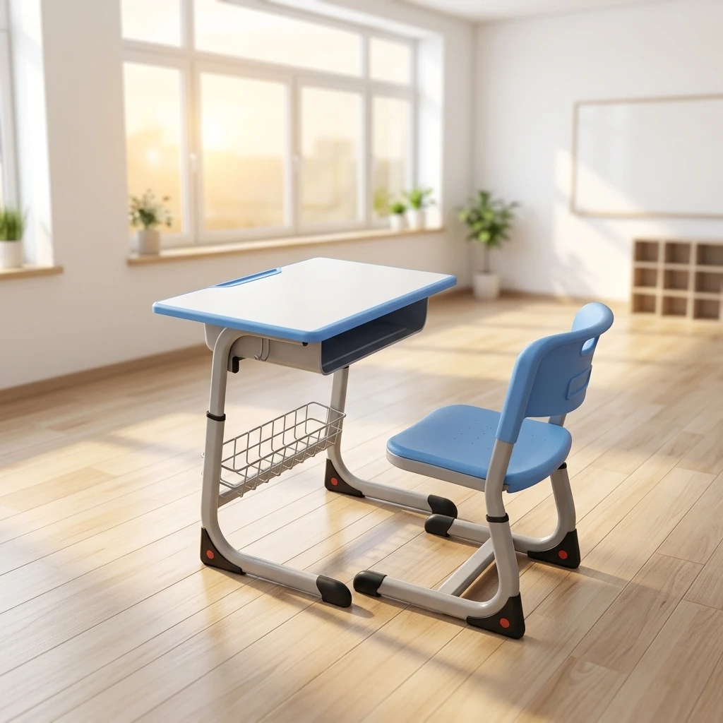 Kindergarten Metal Kids Desk And Chair Set Popular Design Students Study Table For Boys And Girls