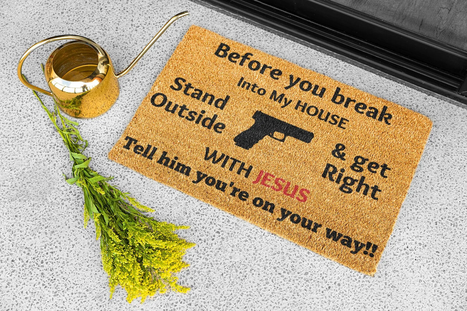 

Customized Text Doormat Before You Break Into My House Funny Doormat Design your Idea Gun Doormat Carpet Outdoor Anti-slip Rug