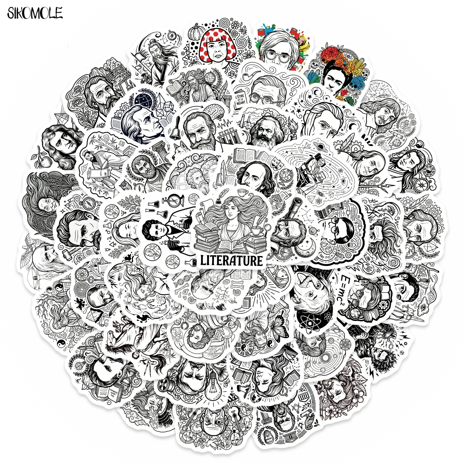 

10/30/50PCS Black and White British Character Stickers Book DIY Skateboard Guitar Luggage Suitcase Decoration Graffiti Sticker