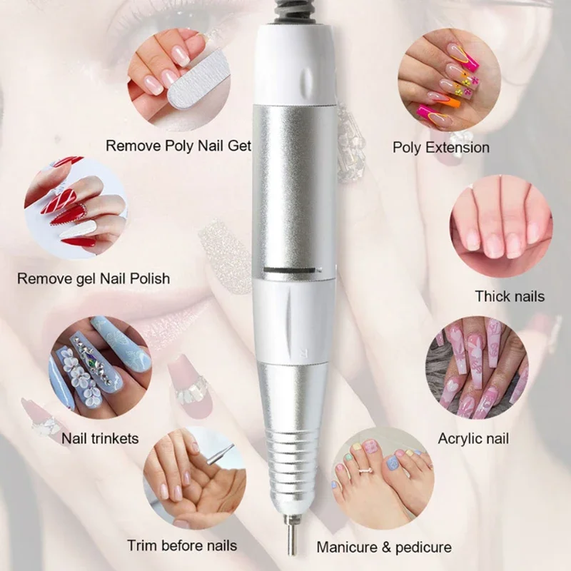 Ultra Quiet Electric File Polish Handle Nail Polisher Accessories Five Pin Connector Replacement Tool Manicure Beauty Accessory