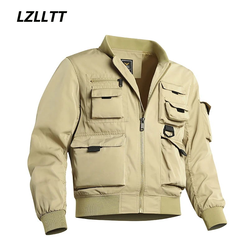 

Bomber Jacket Men Fashion Casual Windproof Multi-Pocket Tactical Jacket Coat Spring Autumn New Slim Pilot Military Jacket Male