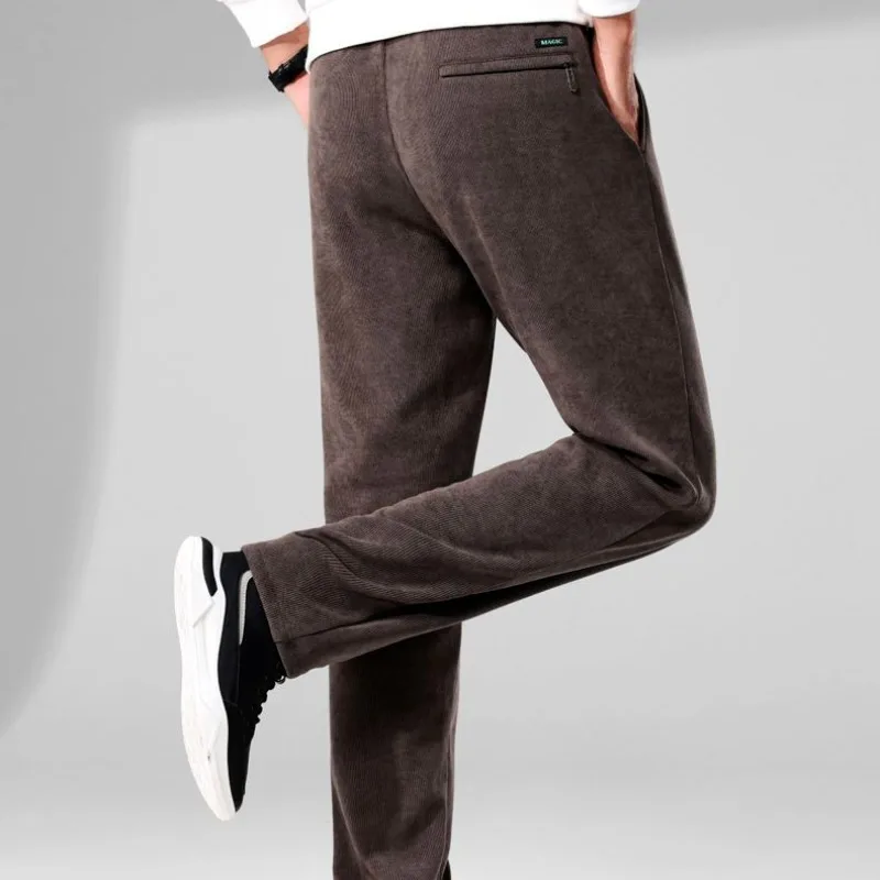 Men's Spring Autumn Elastic High Waist Solid Color Zipper Pockets Harlan Casual Trousers Fashion Formal England Style Pants