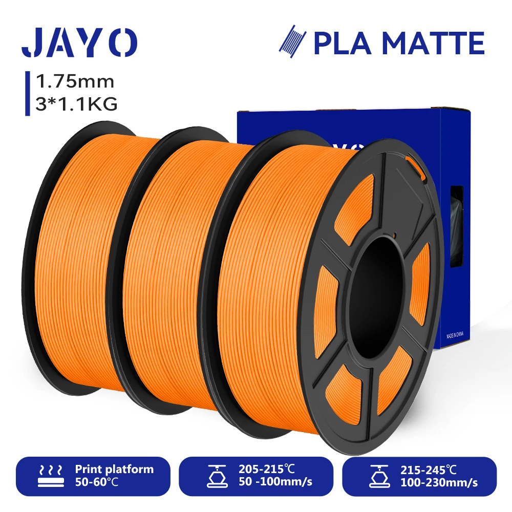 JAYO 3 Rollen PLA Matt/HS PLA Matt (=PLA Classic)/HS Matt PETG 3D-Drucker-Filament 1,75 mm, ordentlich gewickelt und ungiftiges PLA für 3D