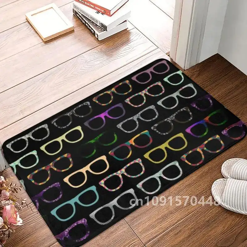 Retro Glasses Hipster Front Door Floor Entrance Mats Indoor Optician Optometrist Kitchen Bath Doormat Garage Carpet Rug