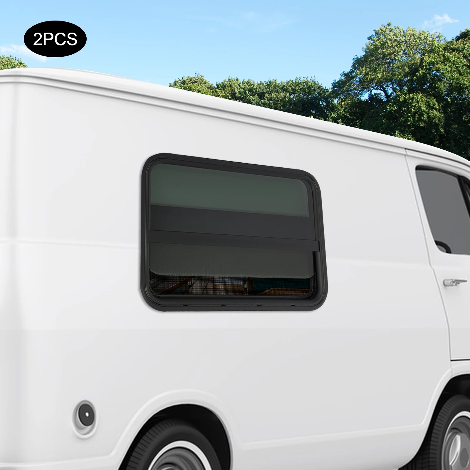 نافذة H RV مقاس 30 بوصة عرض × 20 بوصة، نافذة منزلق عمودية RV، استبدال نافذة RV، للخيام، والقوافل، والمقطورات، والنازل المتنقلة، باللون الأسود #1