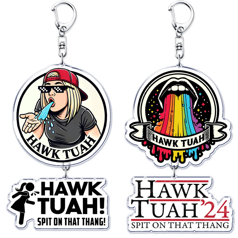 Hot Hawk Tuah Girl Meme Keychains Spit on That Thang Keyring for Accessories Bag Pendant Key Chain Jewelry Fans Friends Gifts