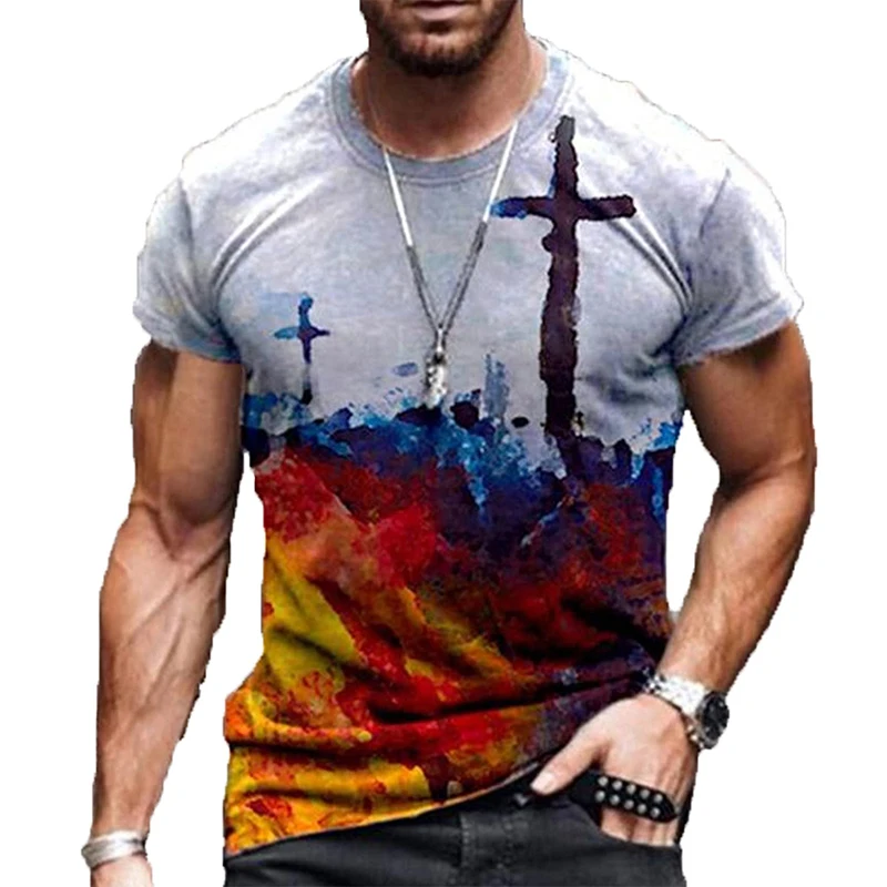 Jesus Christ Graphic T Shirt Cross 3D Print Men Woman Short Sleeve T-shirts Fashion Streetwear Harajuku Kids Tops Tees Clothing