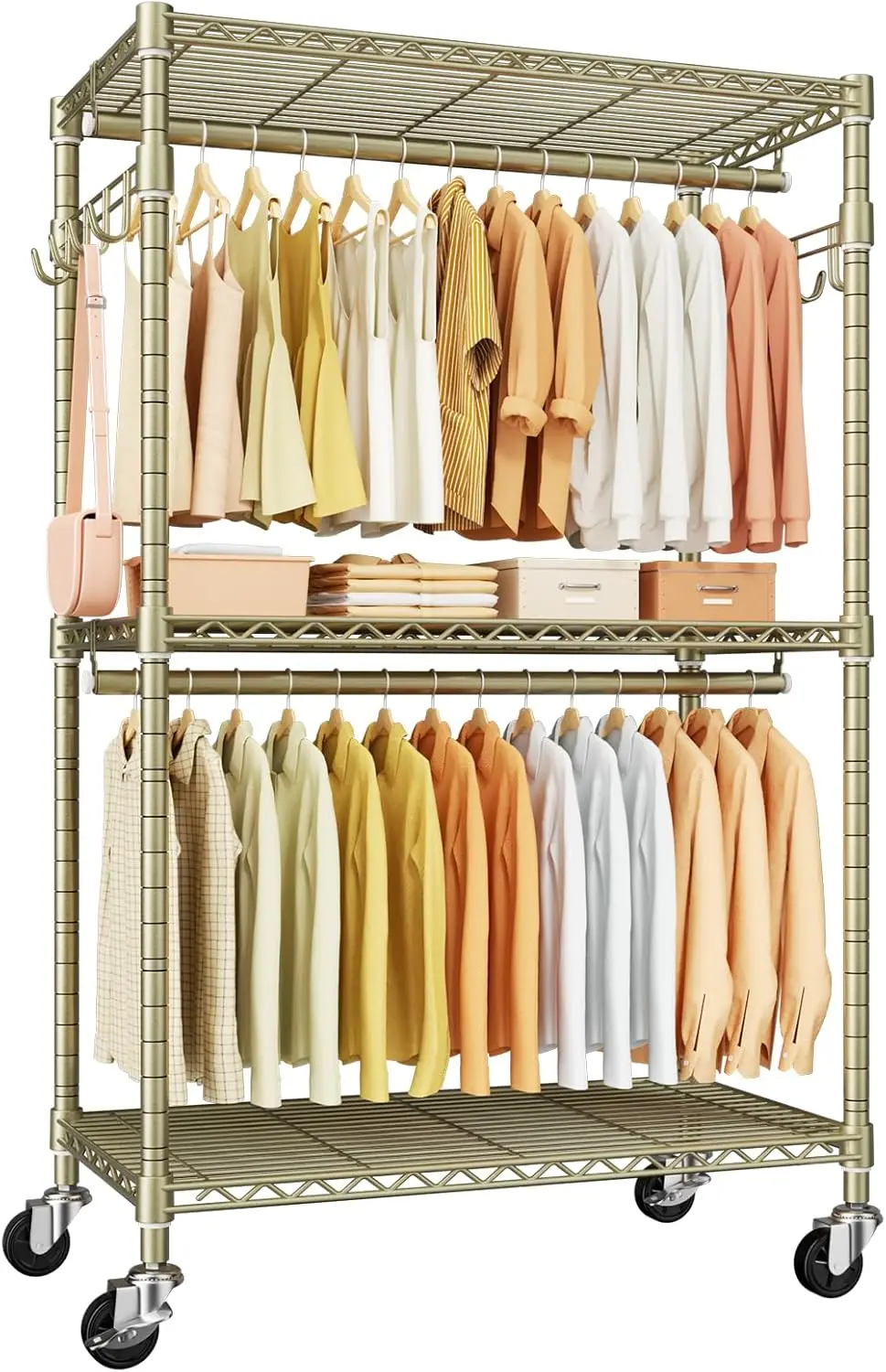 

HOME P1 Rolling Clothes Rack, Portable Wardrobe Closet with Wheels, Heavy-Duty Closet Clothing Rack for Hanging Clothes, 35.5