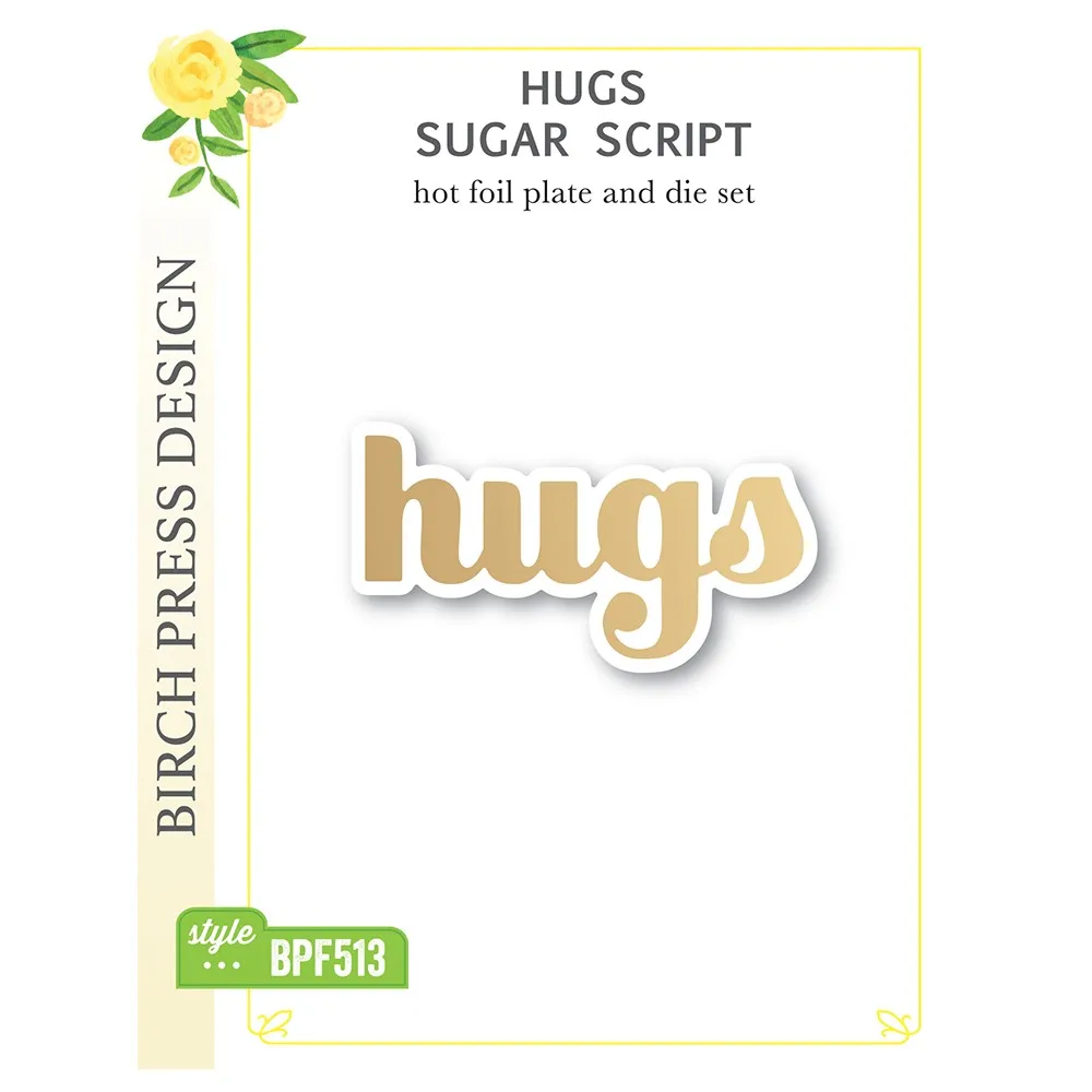 2022 New Hugs Sugar Script Hot Foil Plate and Metal Cutting Dies Set Diy Scrapbooking Cards Paper Crafts Decor Embossing Molds